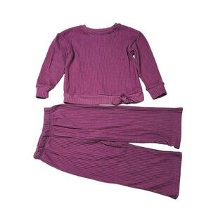 George Kids Ribbed Matching Set Sweatshirt and joggers in Plum